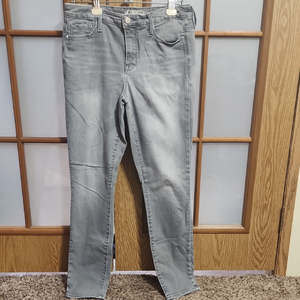 Athleta Sculptek Womens Grey Stretch Skinny Jeans Size 8